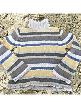 Size M R & R Women’s Knit Turtle Neck Sweater Cozy Comfy Striped Wide Cuffs MN